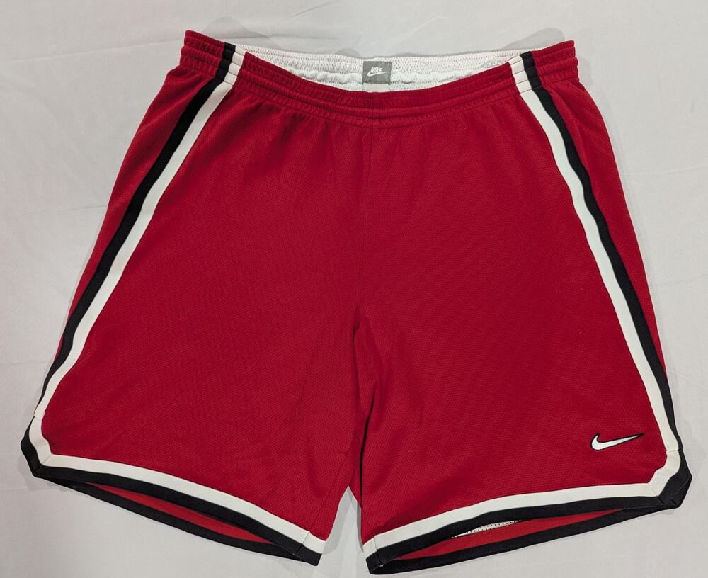 Nike Shorts Mens XL Red Mesh Basketball 8" Inseam Striped Elastic Waist Athletic